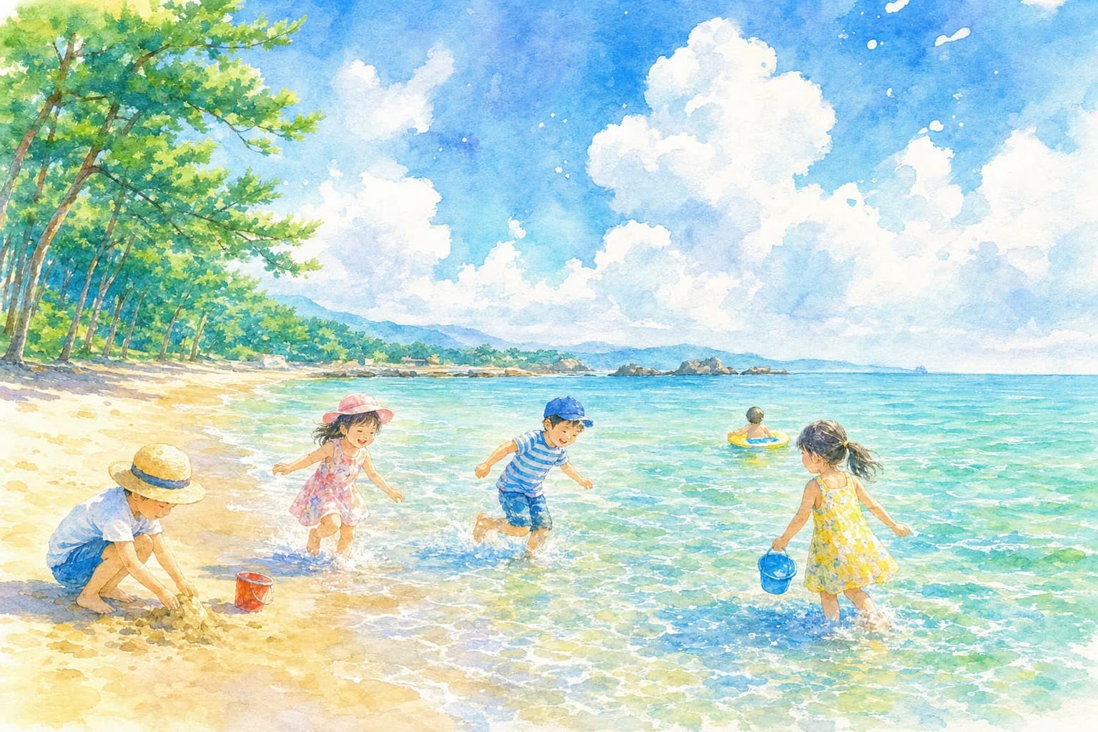 白砂青松の和歌の浦で夕方まで海水浴。更衣ロッカー・AEDも完備