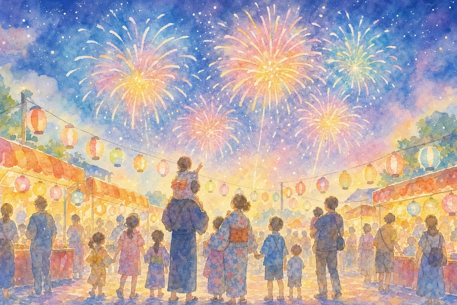 盆踊りや屋台でにぎわう商店街の夏祭り、夜は花火でフィナーレ