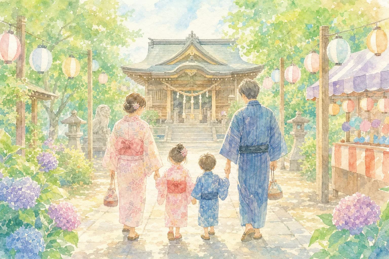 今夜花火が奉納される神社に参拝