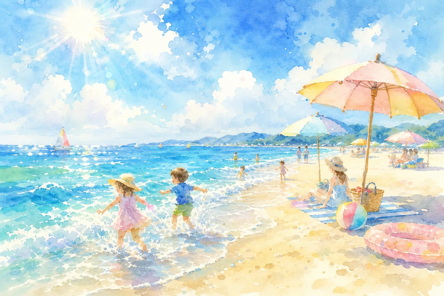 太平洋の波を感じながら夕方まで海水浴