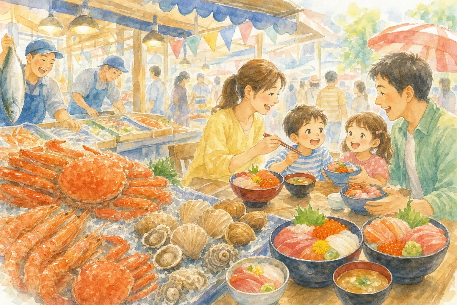 신선한 해산물로 배를 채우기