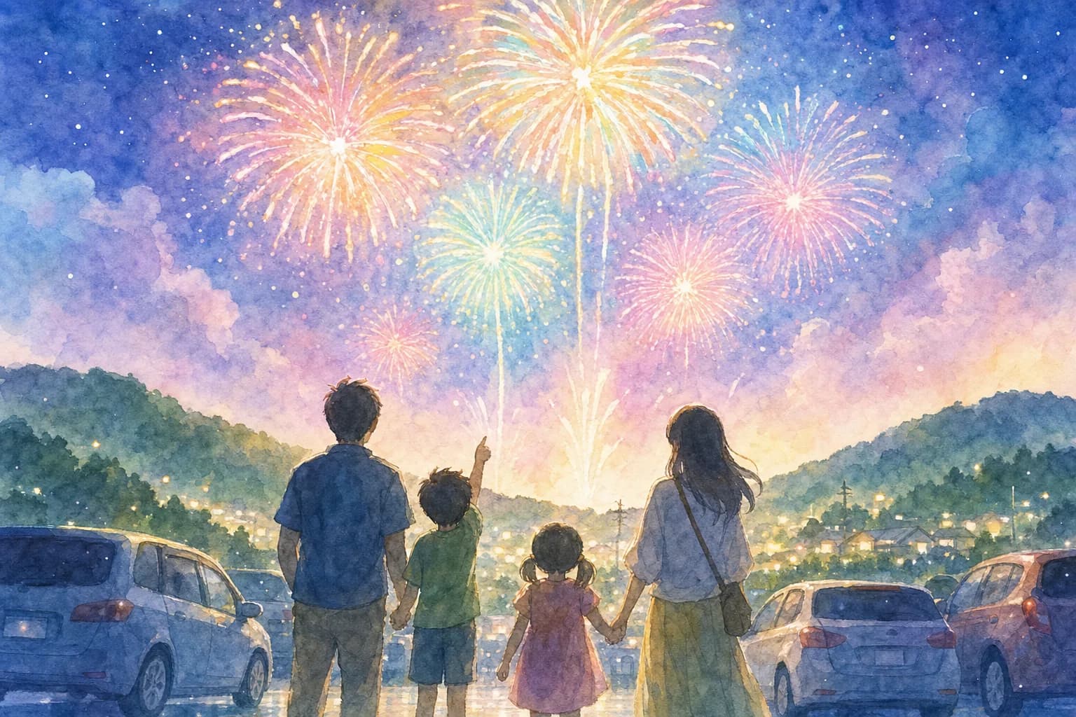 約1,000発、里山の夜空を彩る花火を観覧