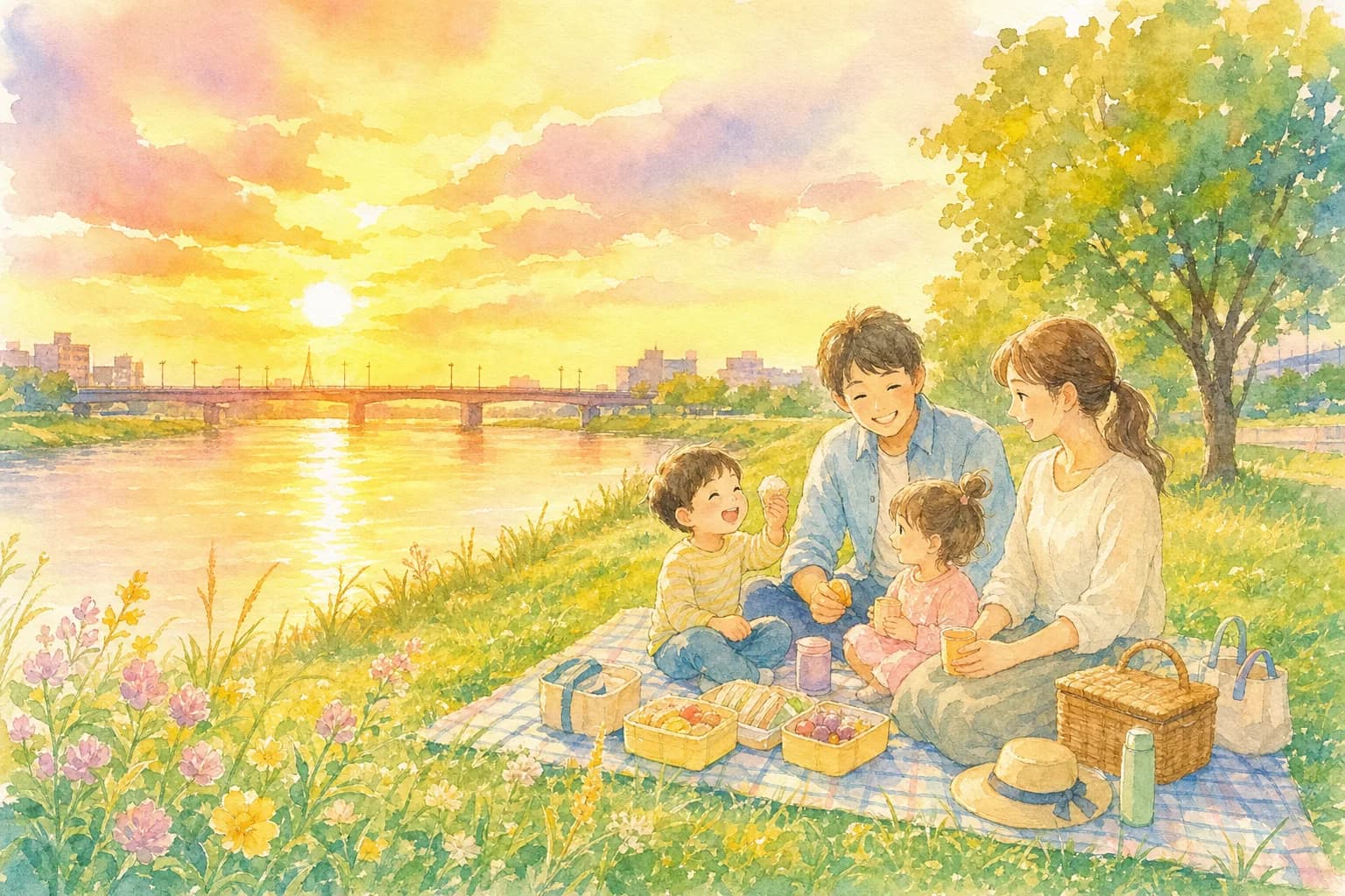 遠賀川の夜空を彩る打ち上げ花火を観覧