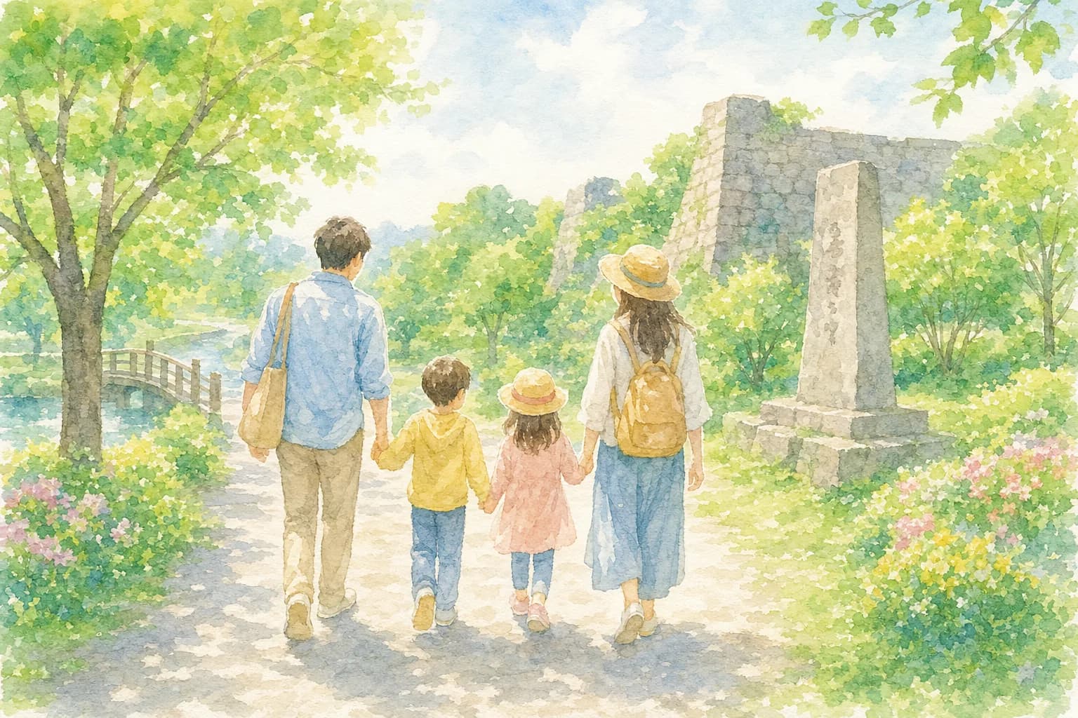 松川城跡が残る緑豊かな公園を散策