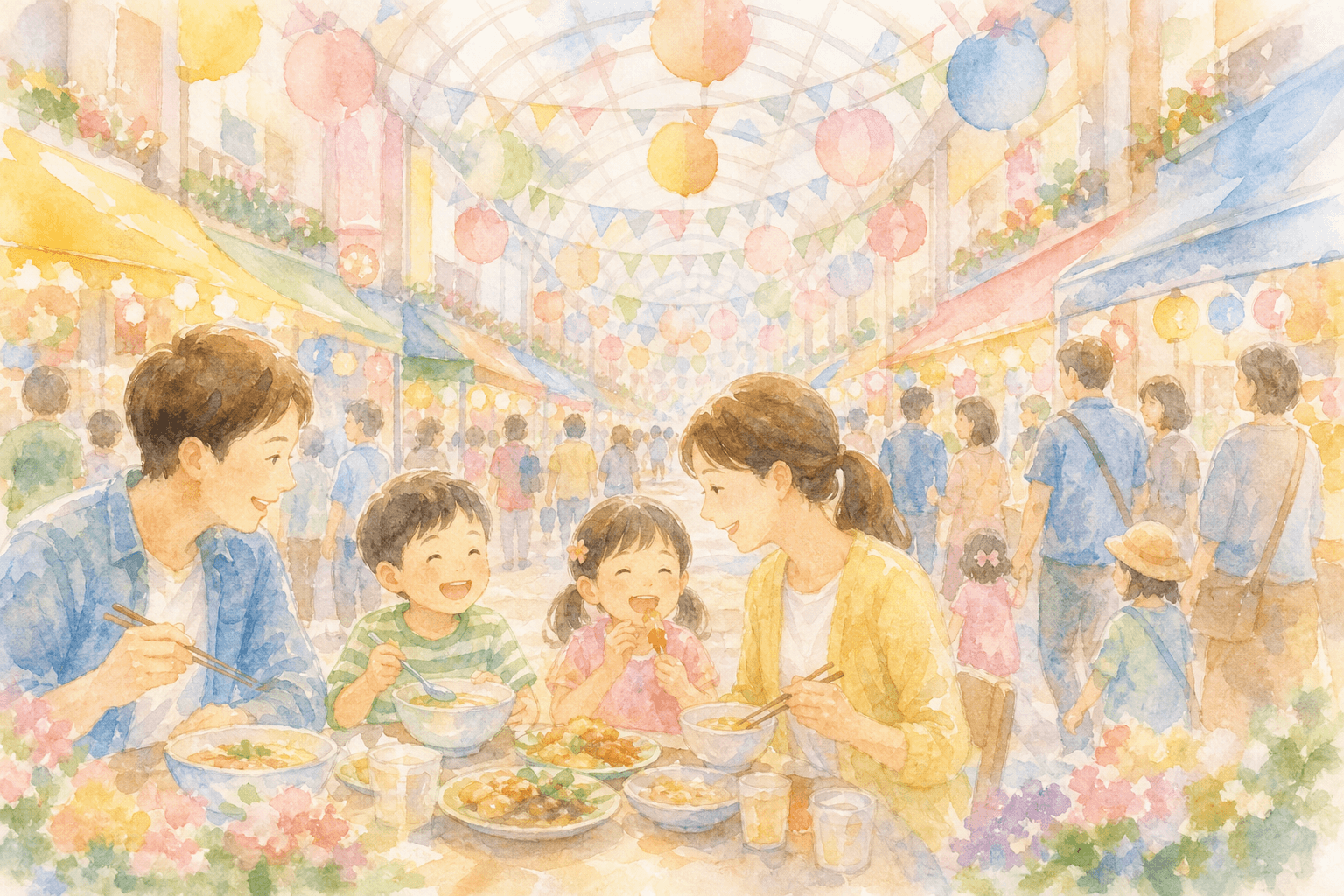 アーケード商店街で食べ歩きと早めの夕食