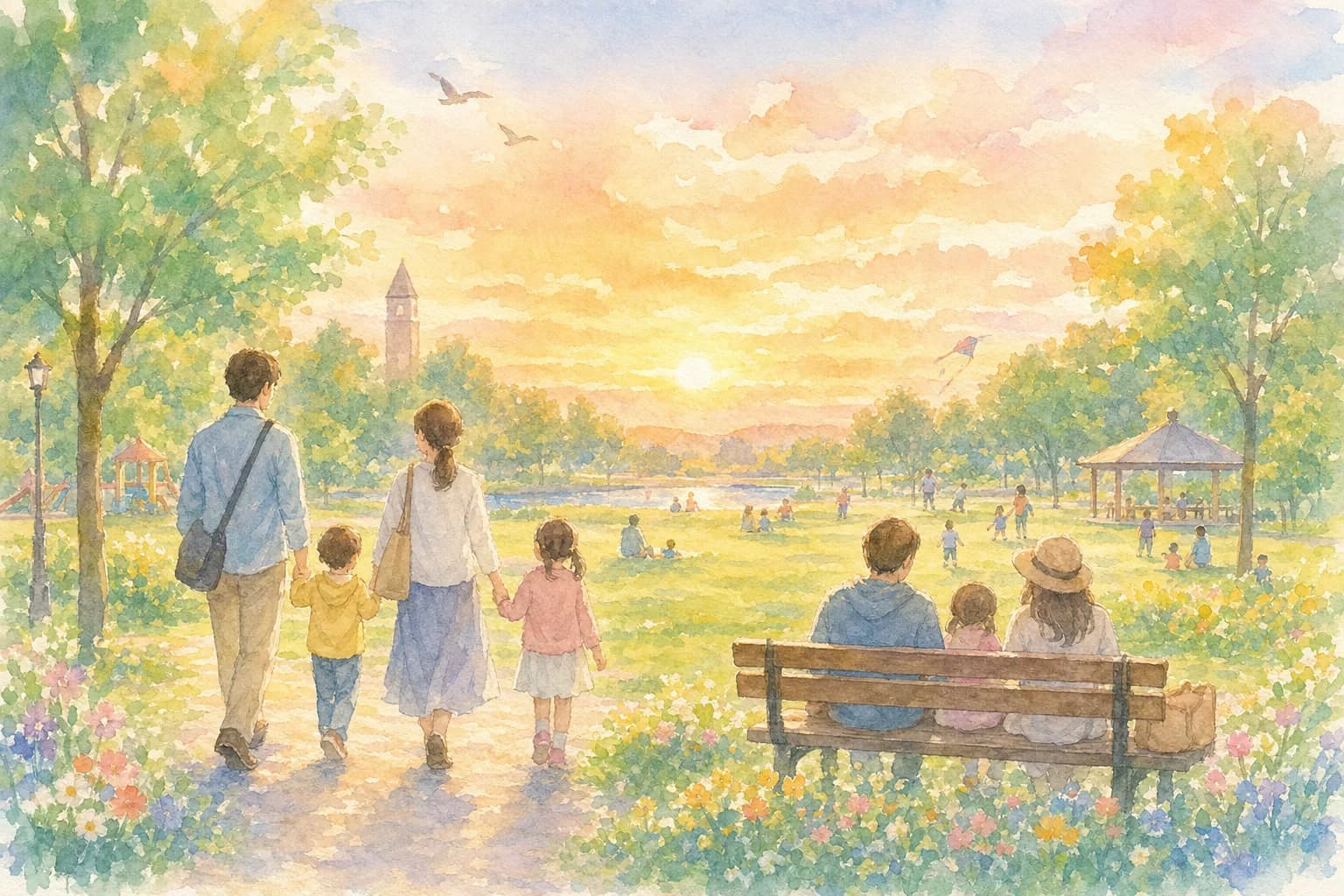 広い園内を散策しながら夕食、開演を待つ