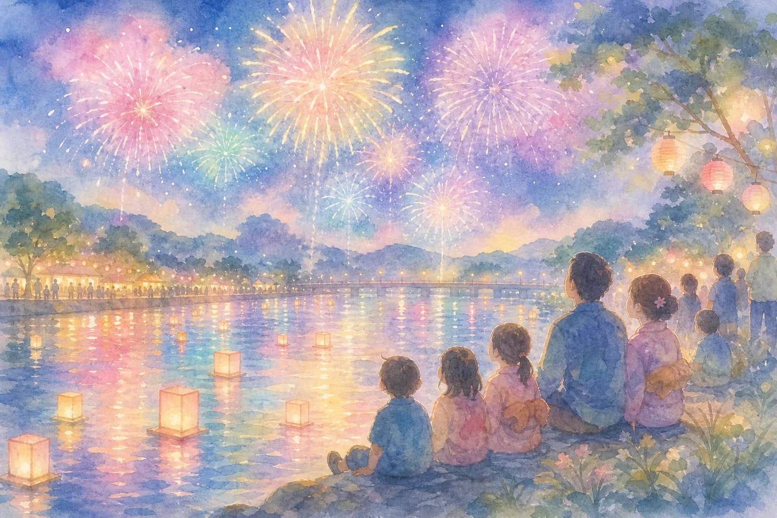 約7,500発が只見川の川面を照らす花火を観覧