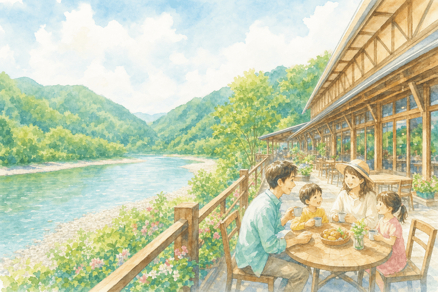 川沿いの道の駅で四万十の地元グルメを味わいながら夕方休憩