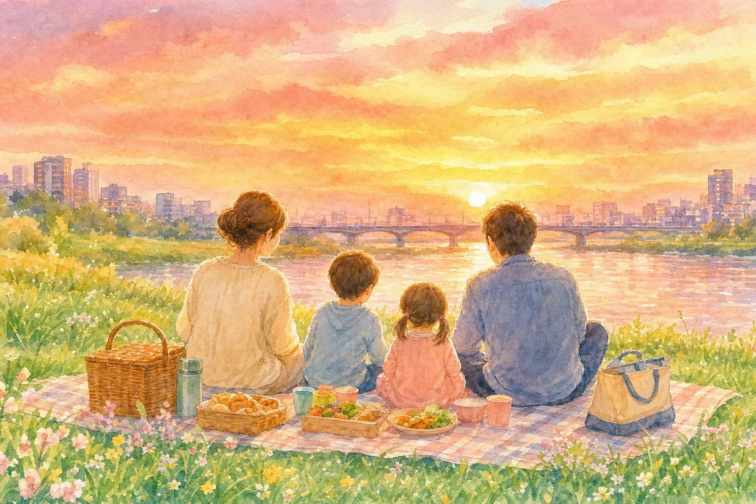 場所取りをして、屋台でほうとうなど夕食